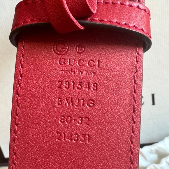 GUCCI Microguccissima Soft Margaux Red Leather Belt Sz 80 Made in Italy BNIB - Picture 5 of 9